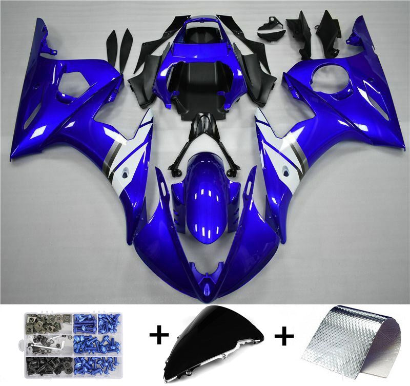 2005 Yamaha YZF-R6 Amotopart Fairing Blue White Kit