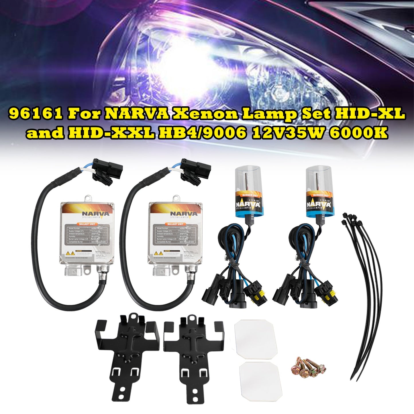 96161 For NARVA Xenon Lamp Set HID-XL and HID-XXL HB4/9006 12V35W 6000K