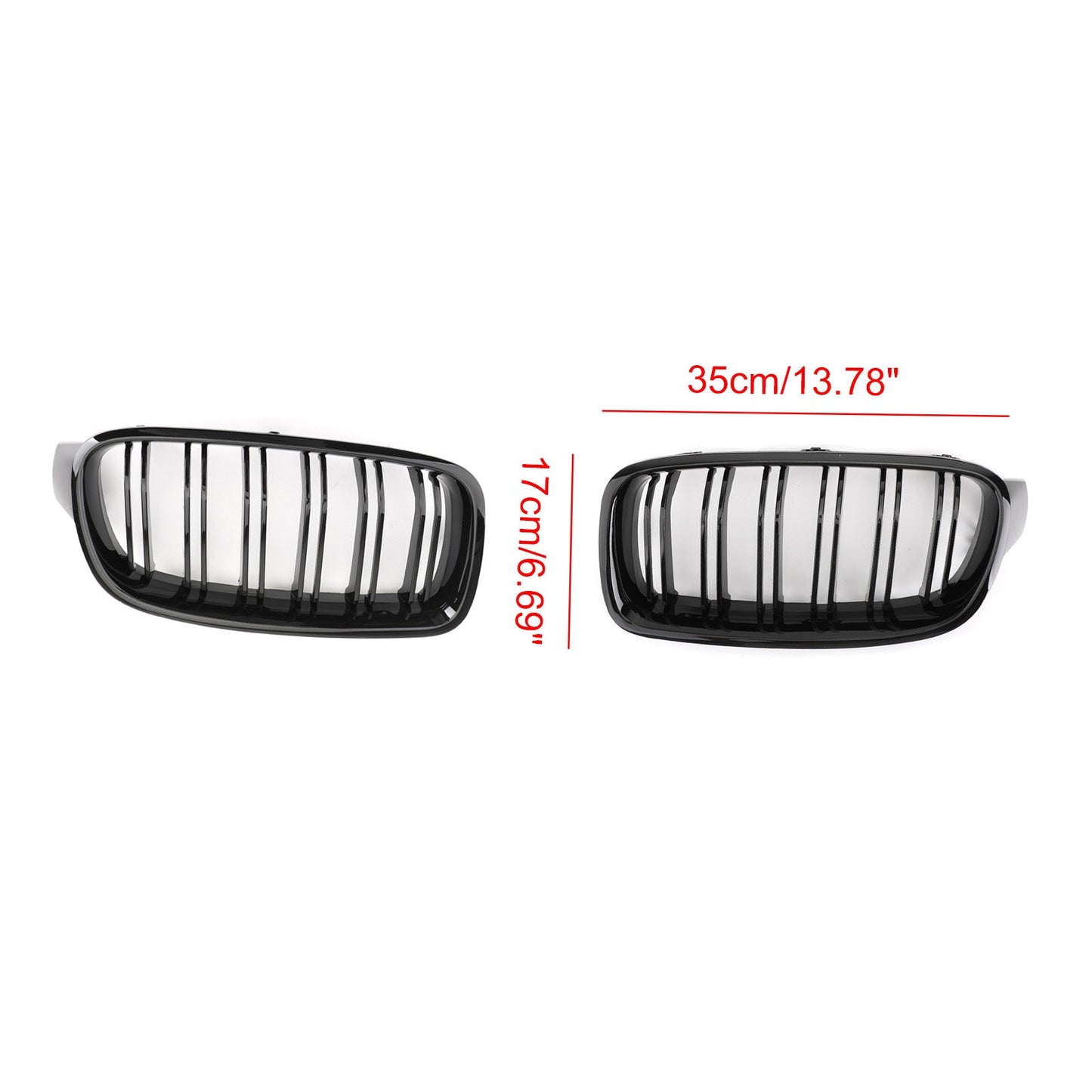 Gloss Black Front Kidney Grille Fit BMW 3 Series F30 F35 2012-2017 Dual Slats