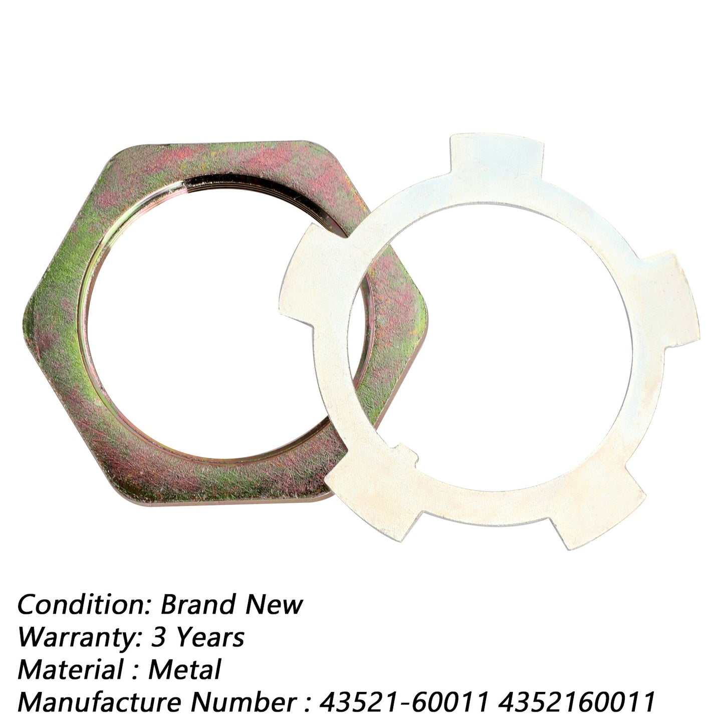 Front Axle Hub Spindle Lock Nut Washer Kit 43521-60011 For Toyota Hilux