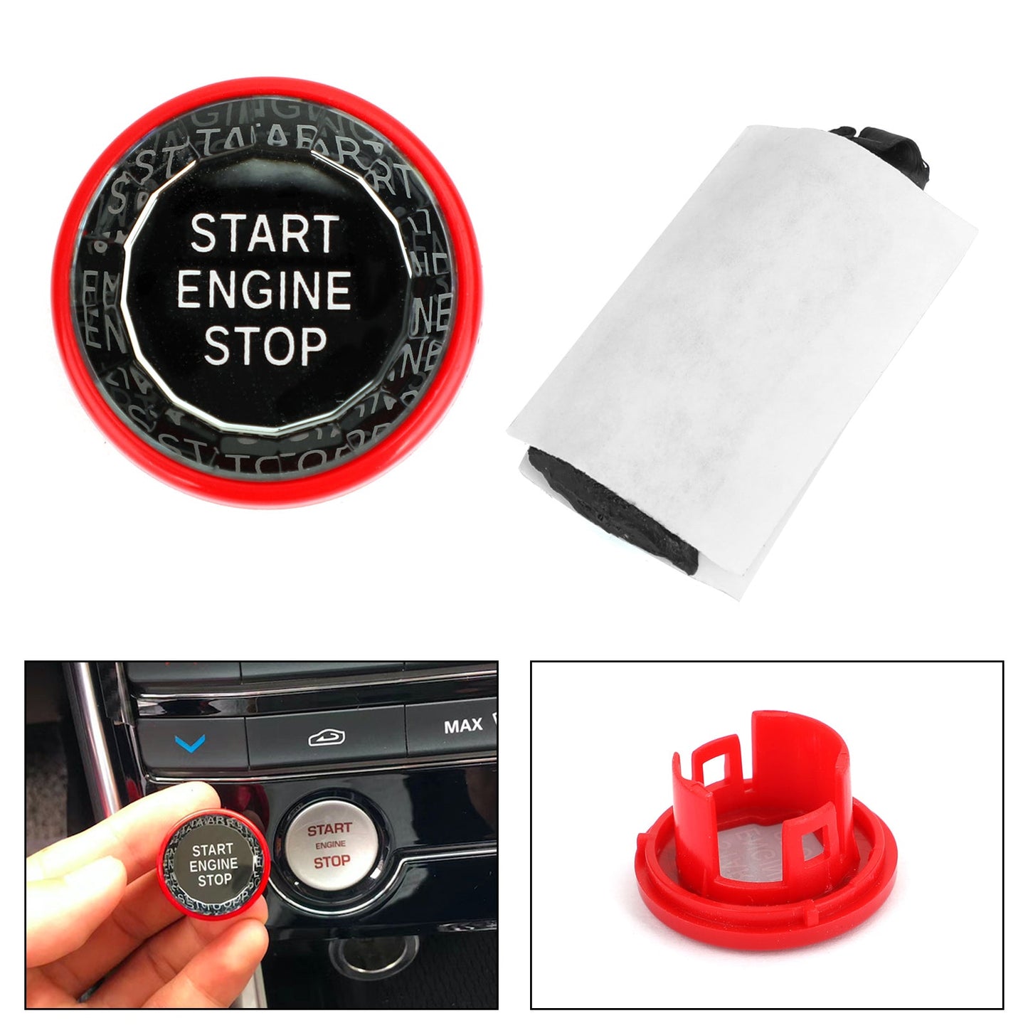Engine Start Stop Push Button Knob Switch Decor Cover Fit For Jaguar XF XE F-Pace BLK
