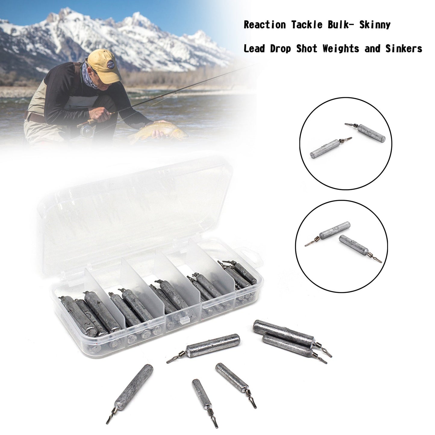 Drop Shot Weight Stick Type Bass Fishing Line Grip Swivel Lead Sinker Set