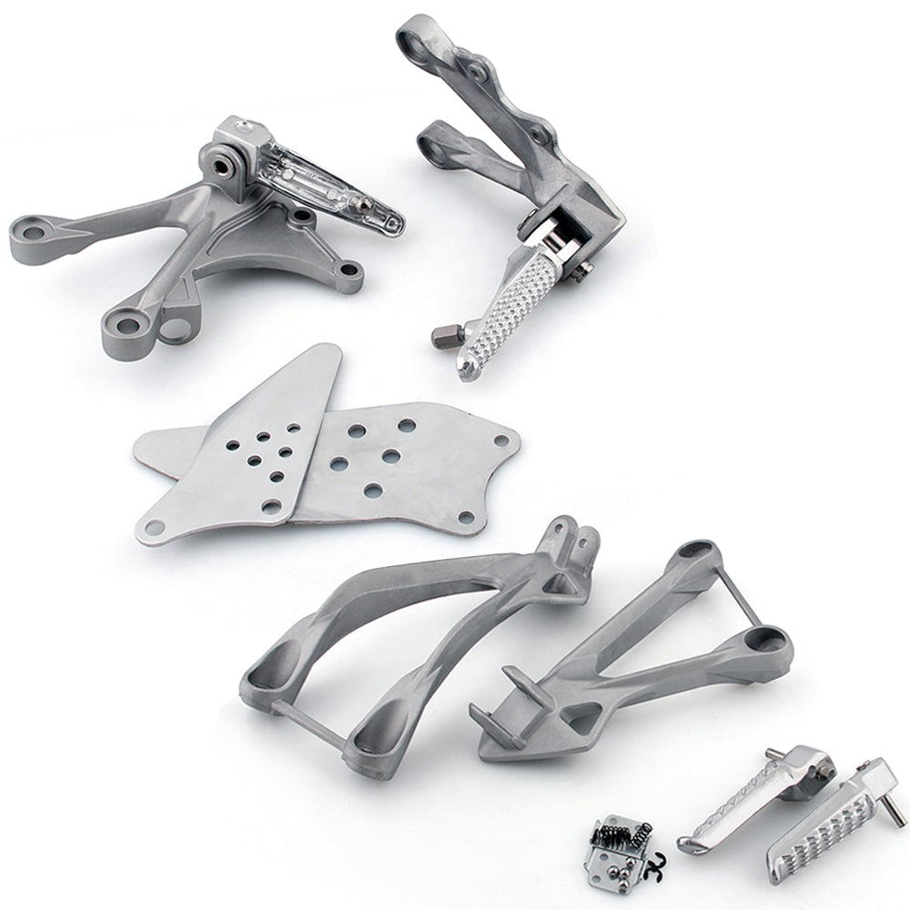 Front + Rear Foot Pegs Footrest Bracket Fit for Kawasaki ZX6R ZX636 2005-2008