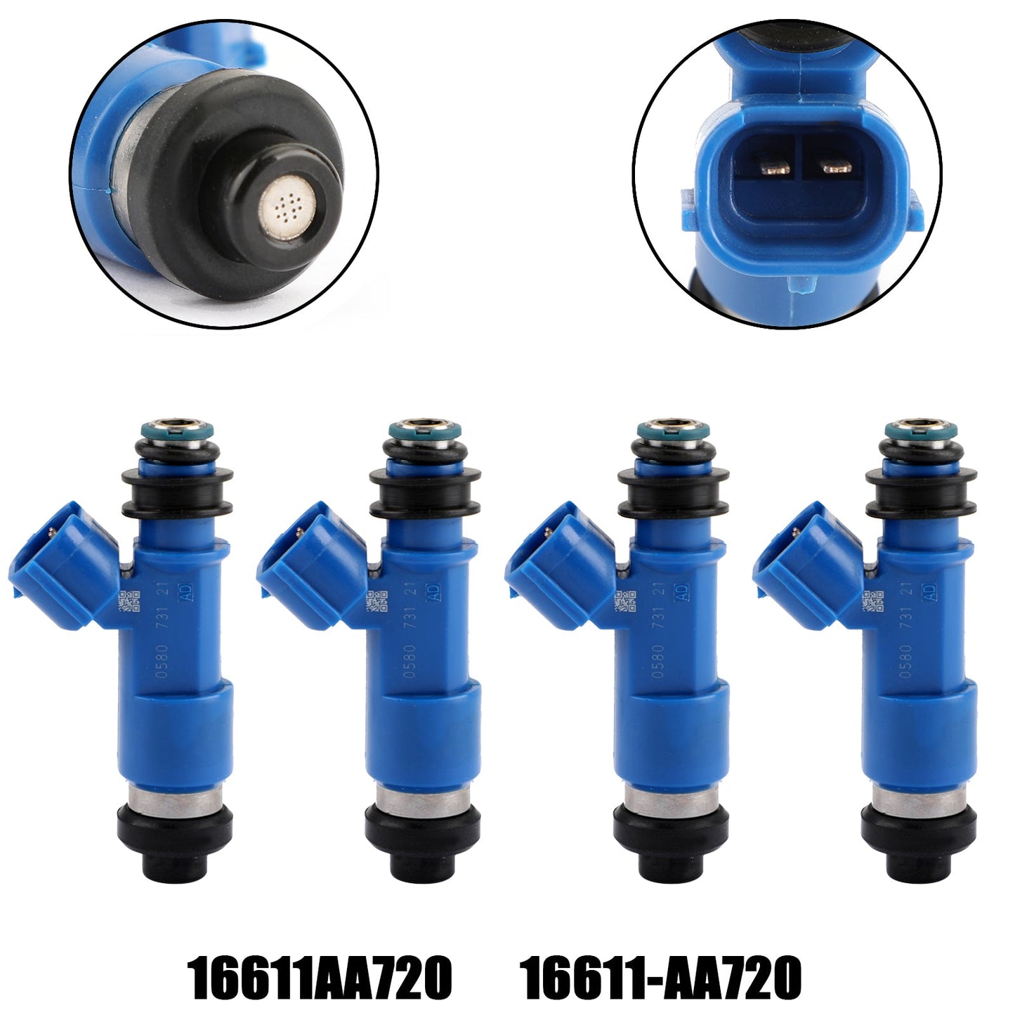 4pcs Dark Blue 565cc Fuel Injectors 16611AA720 For WRX / STI 16611-AA720 2.5L