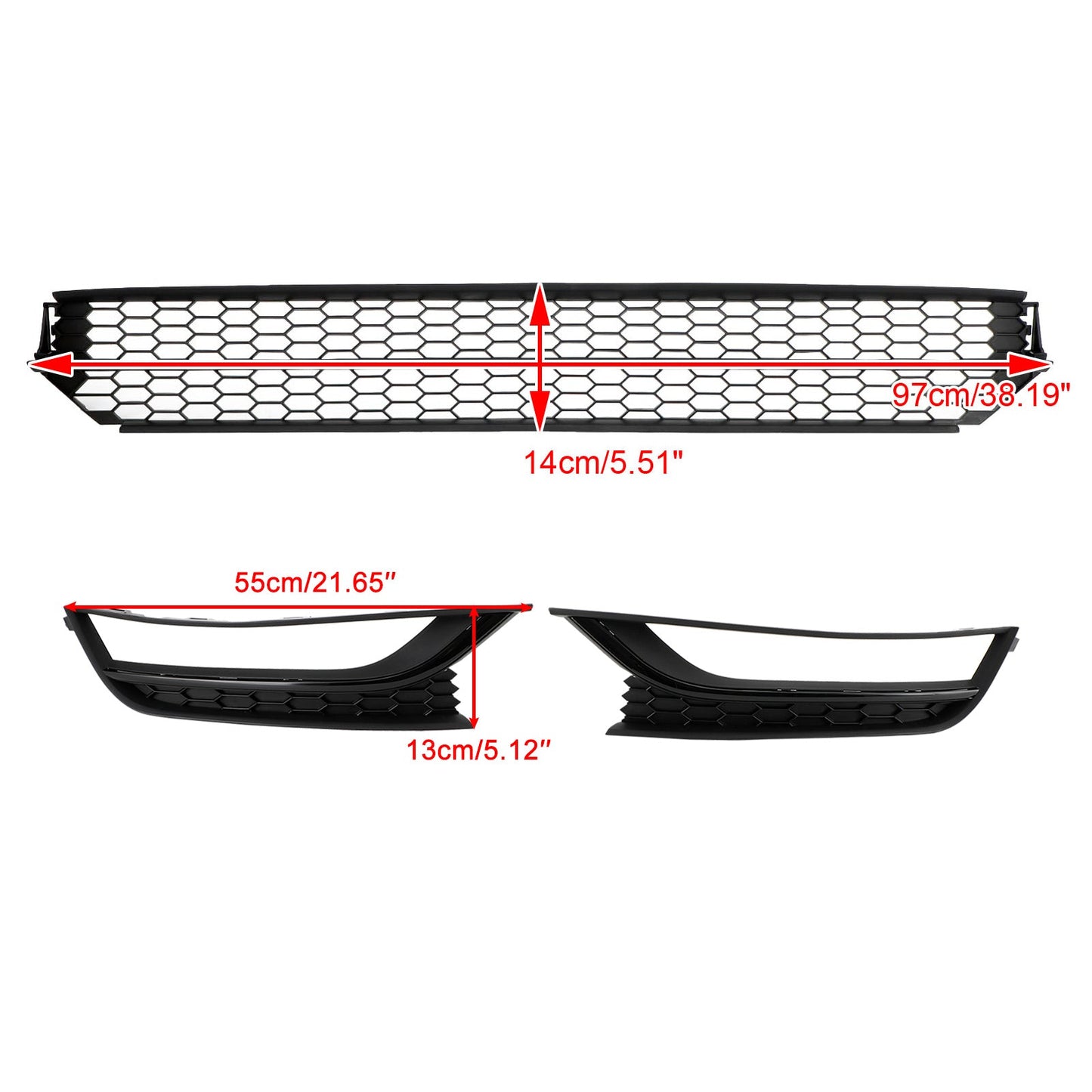 VW Passat 2012-2015 Front Bumper Lower Grille Grill Fog Light Cover Black Volkswagen