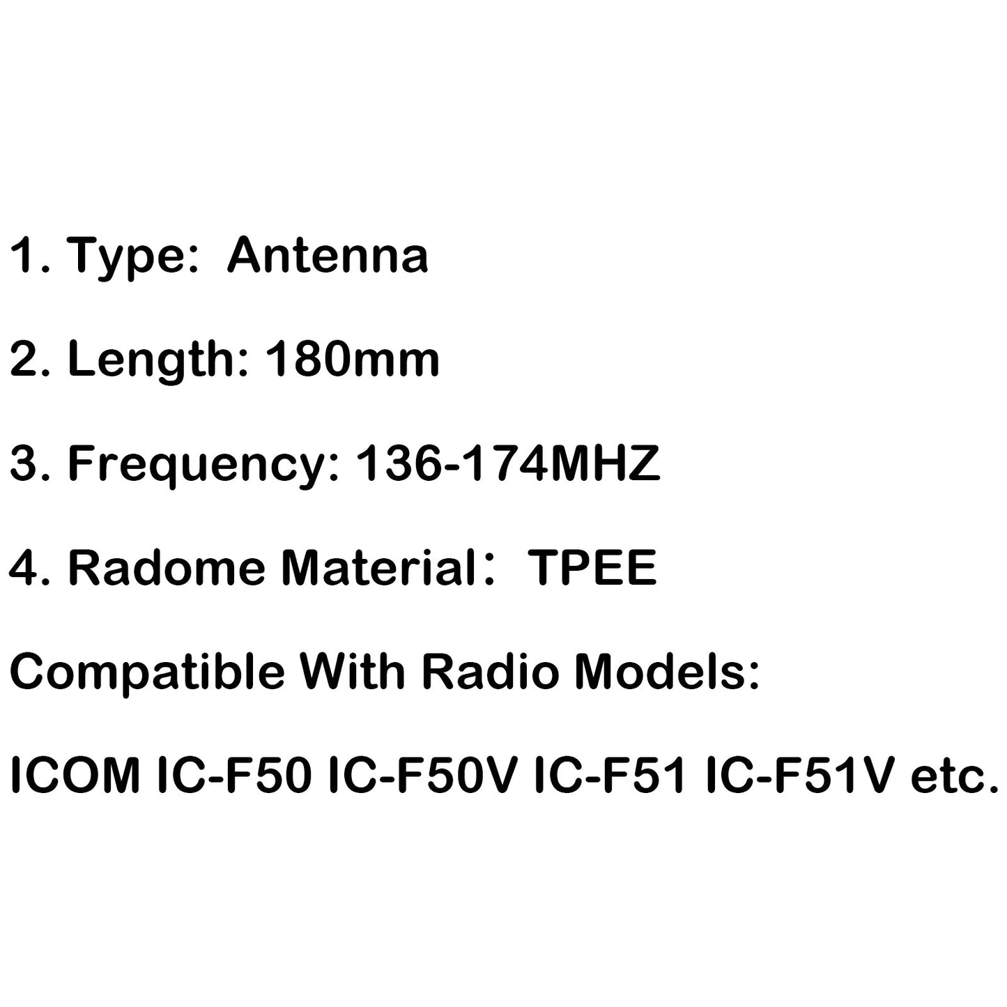 1Pcs VHF Whip Antenna 136-174 MHz For ICOM Radio IC-F50 IC-F50V IC-F51 IC-F51V