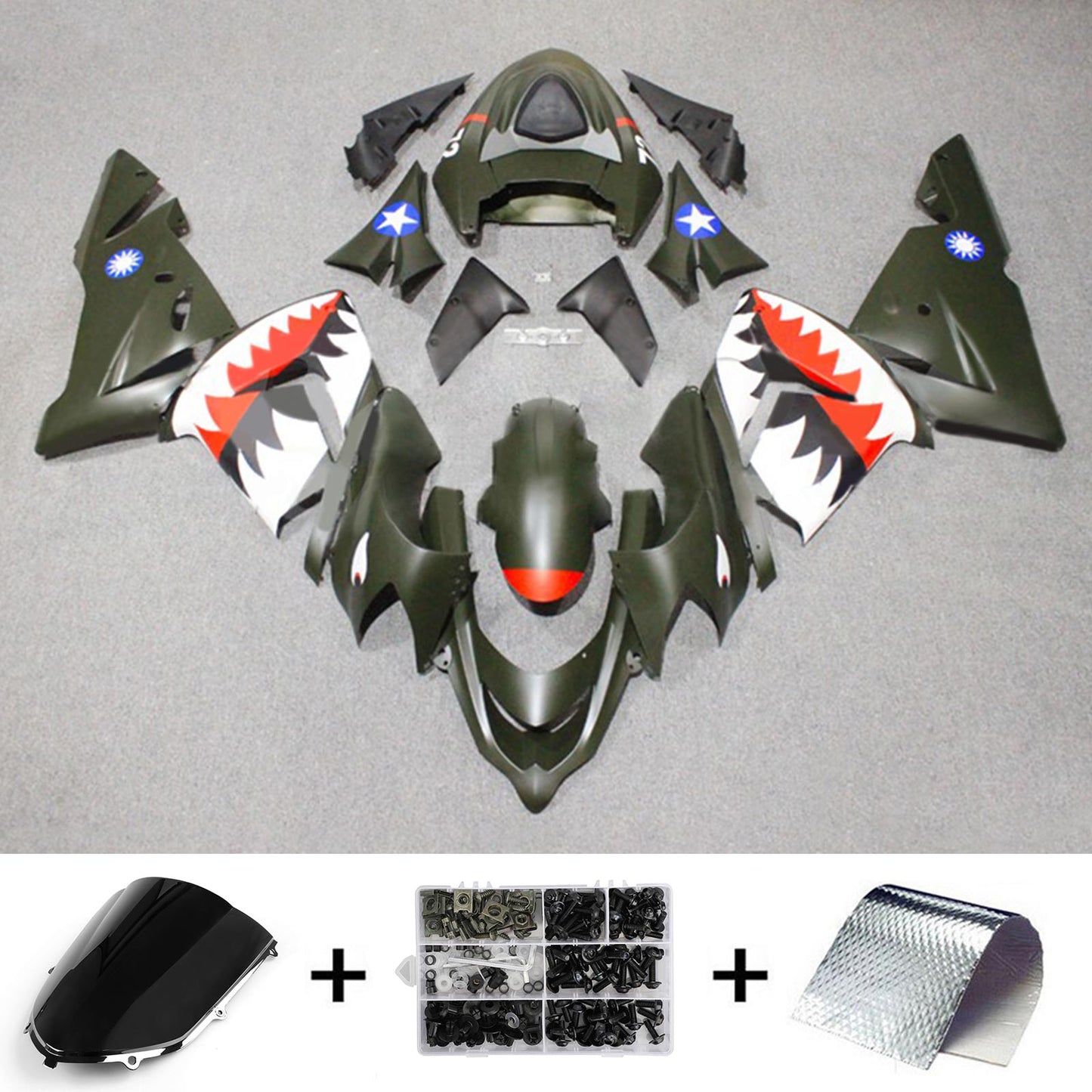 2004-2005 Kawasaki ZX10R Injection Fairing Kit Bodywork Plastic ABS#133