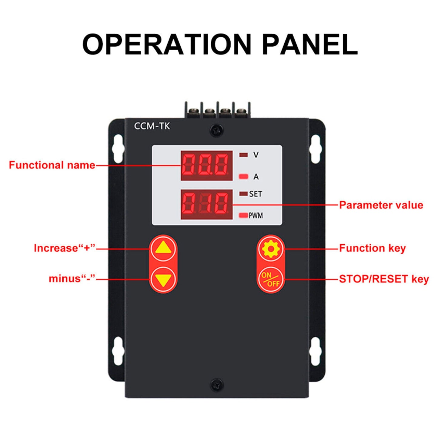 DC 12-80V 30A PWM Motor Speed Controller Soft-Start/Stop Voltage Ampere Meter