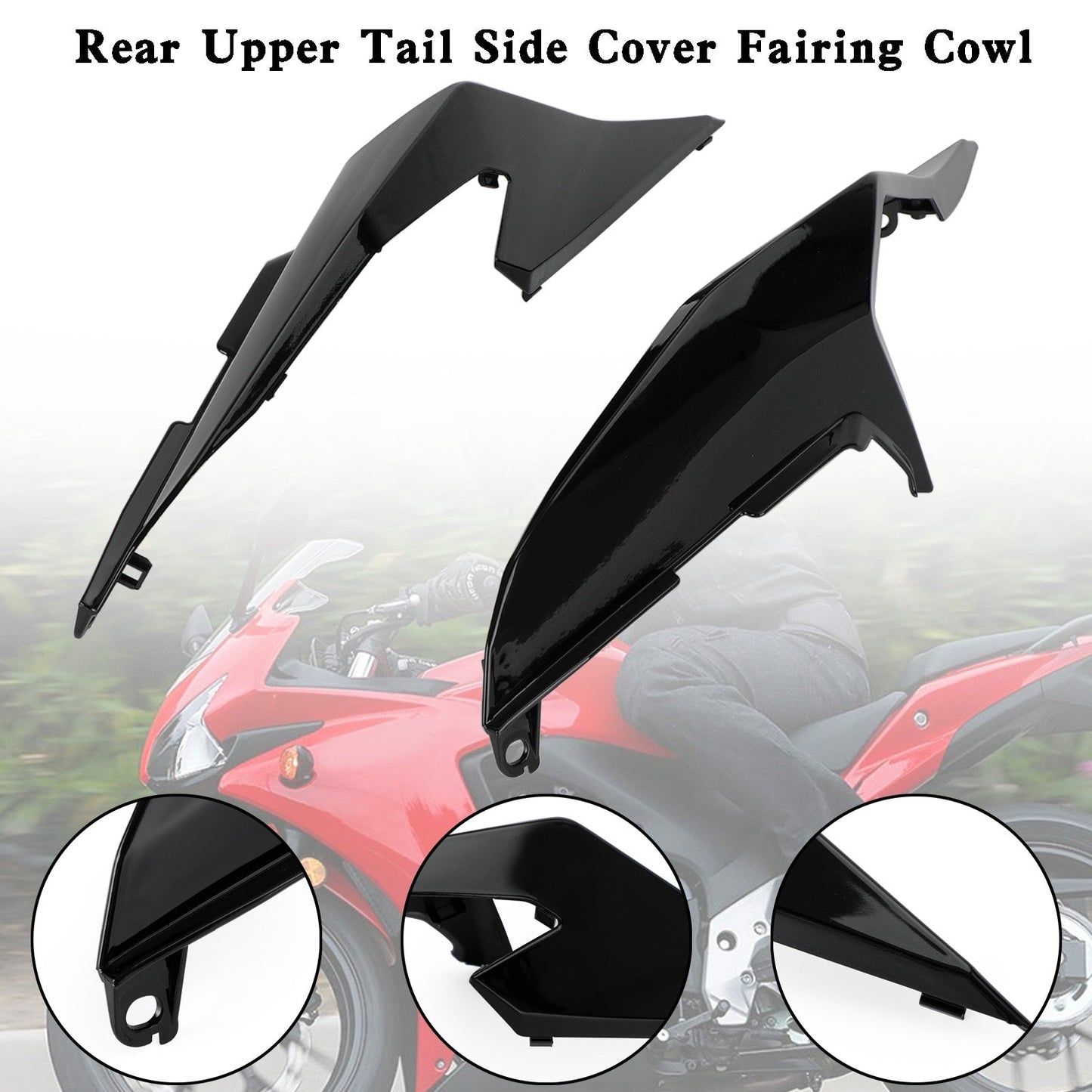 Rear Upper Tail Side Cover Fairing Cowl For Honda CBR500R 2019-2021 Black