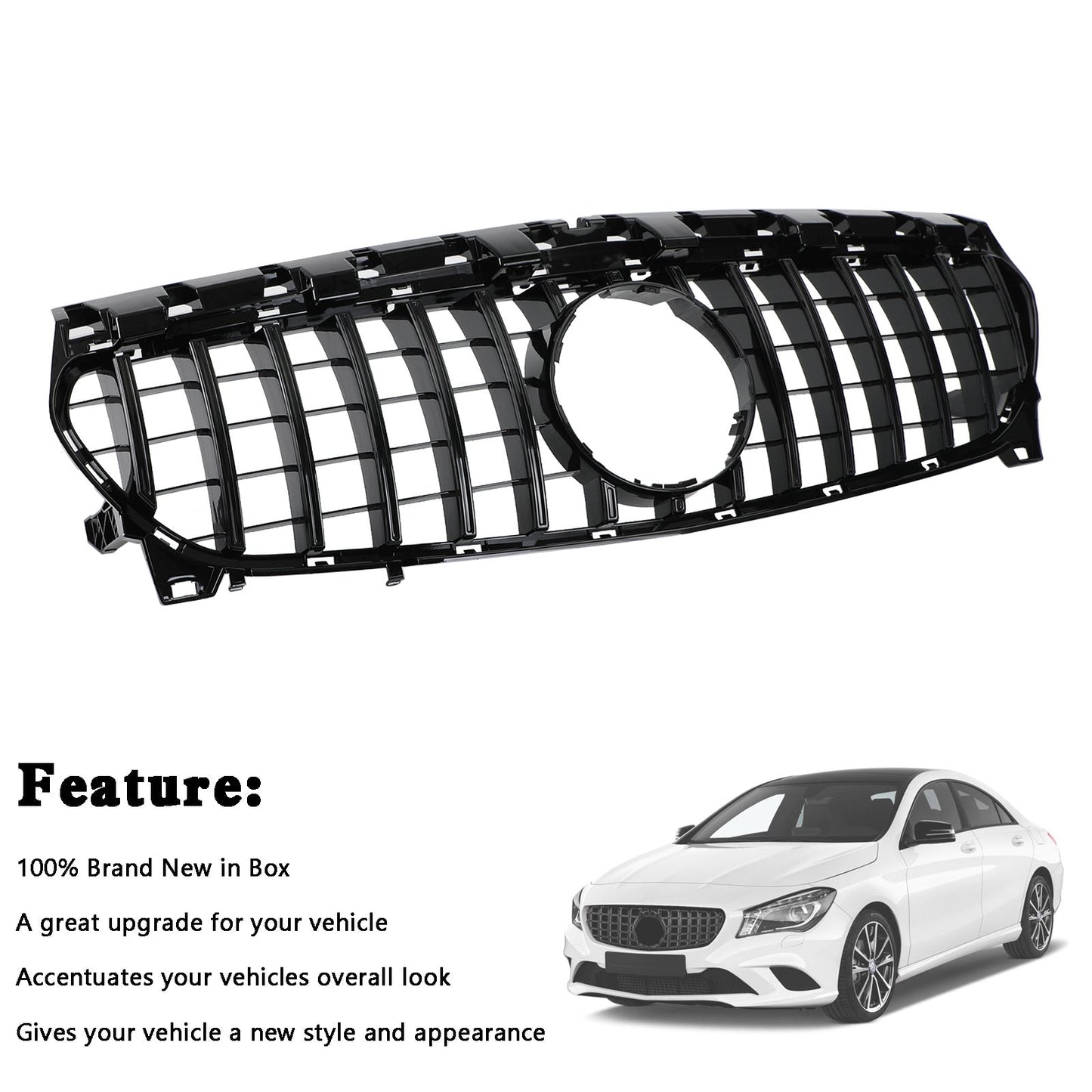 GT-R Style Front Bumper Grille Grill Fit Mercedes Benz W117 CLA250 2013-2019