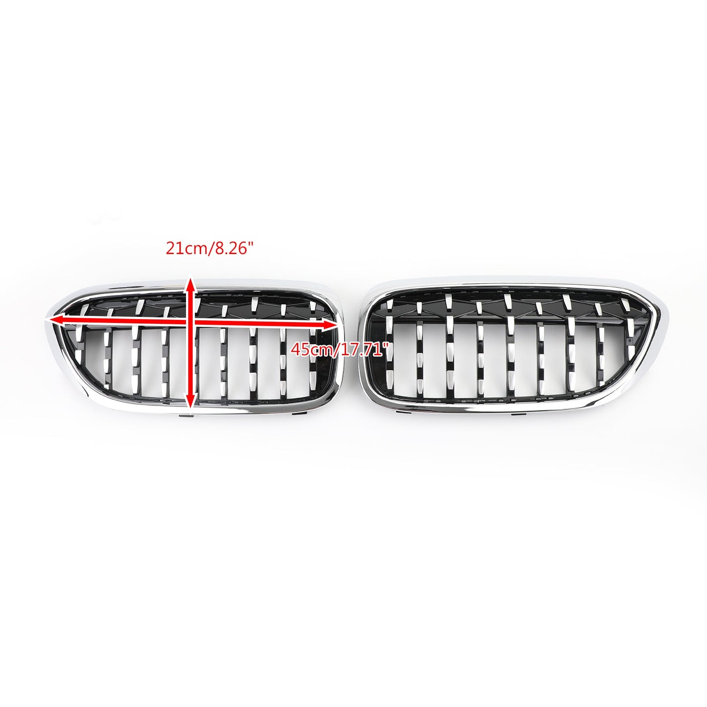 Pair Chrome Diamond Style Front Grill Fit For BMW 5 Series G30 G38 2017-2019