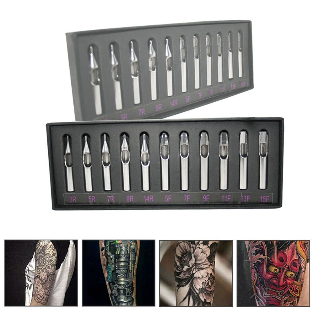 11pcs Stainless Steel Tattoo Tips Needles Tube Nozzle Tip Set Kit