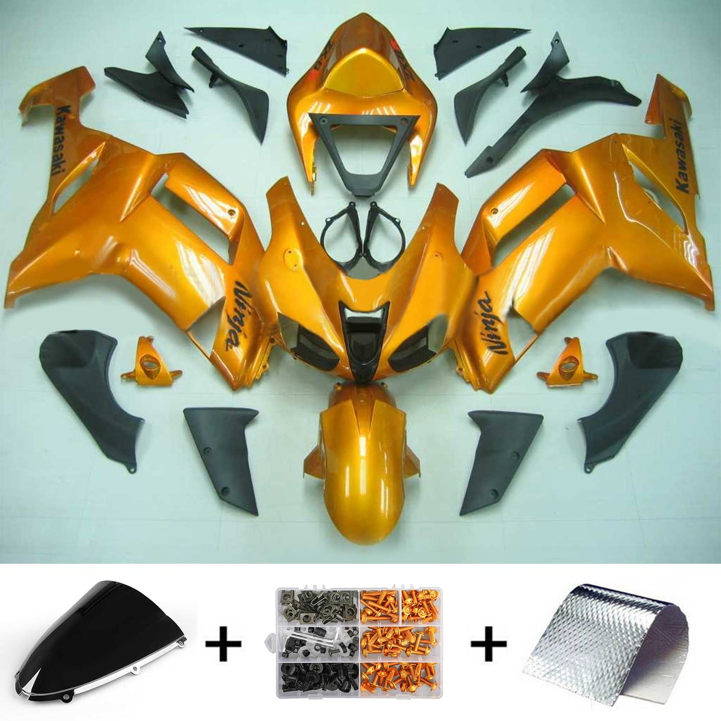 2007-2008 Kawasaki ZX6R 636 Amotopart Injection Fairing Kit Bodywork Plastic ABS #118