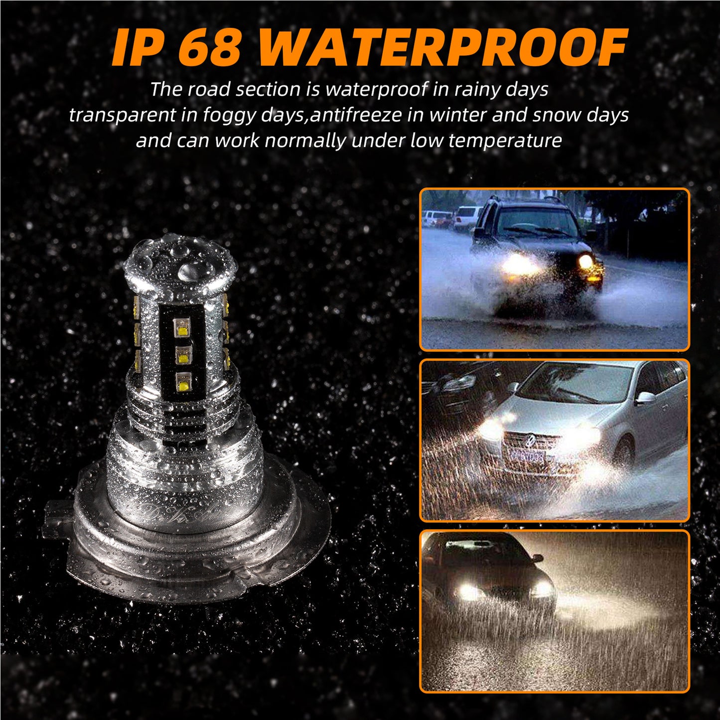 LED Headlight 6000K 2000W 300000LM Low Beam bulbs High Power