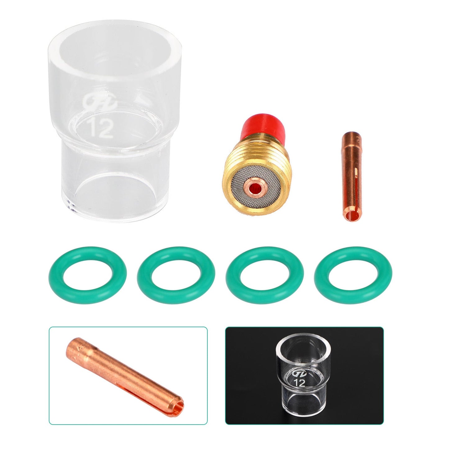 7pcs TIG Welding Torch Stubby Gas Lens Glass Cup Kit For WP-9/20/25