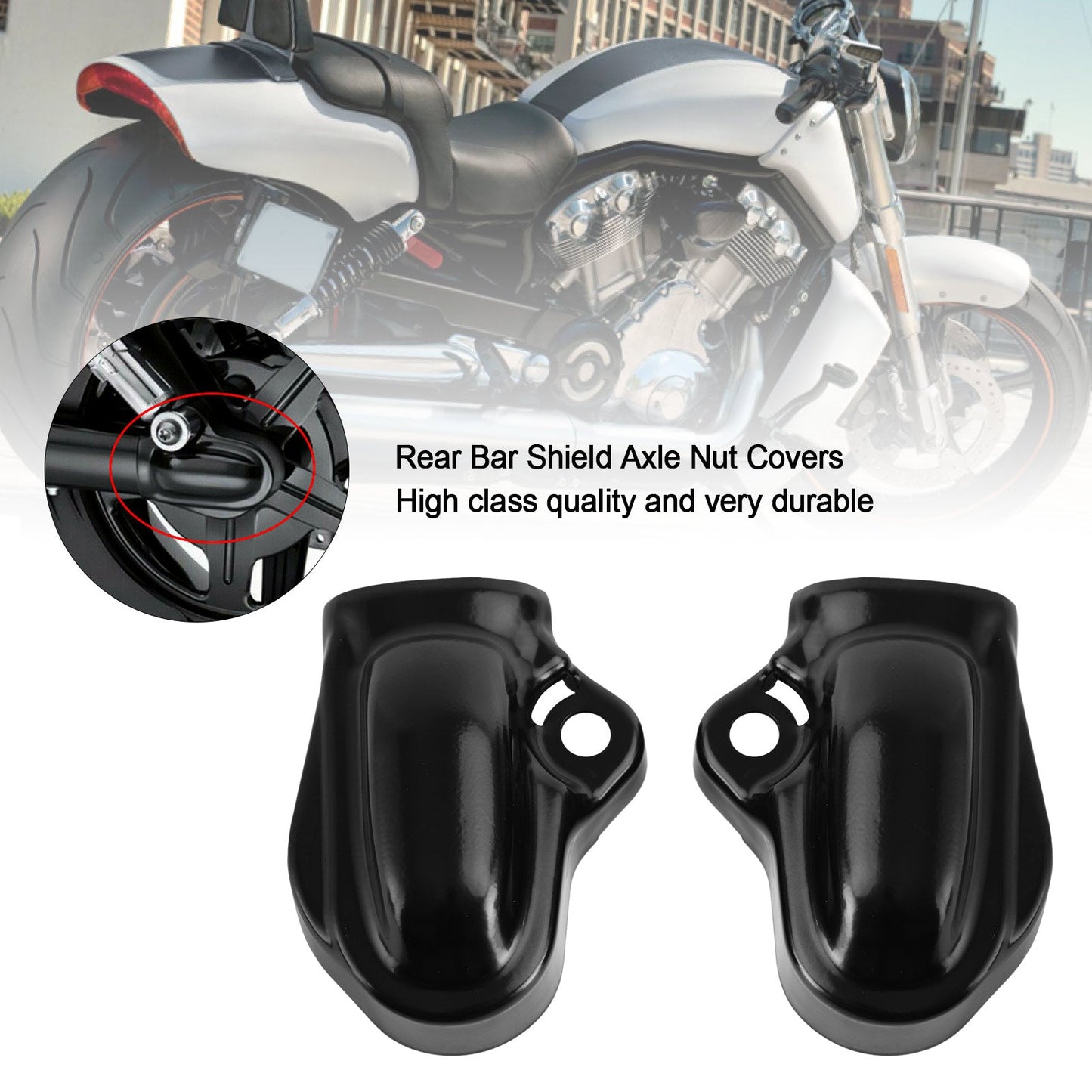 Rear Bar Shield Axle Nut Covers Swingarm Fit for V-Rod VRSC Night Rod 2002-2017 Black