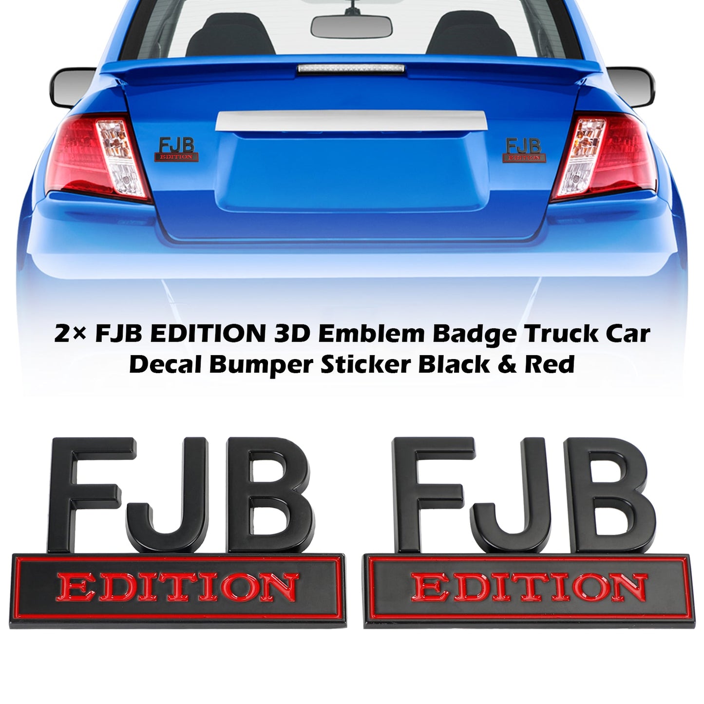 2× FJB EDITION 3D Emblem Badge Truck Car Decal Bumper Sticker Black & Red