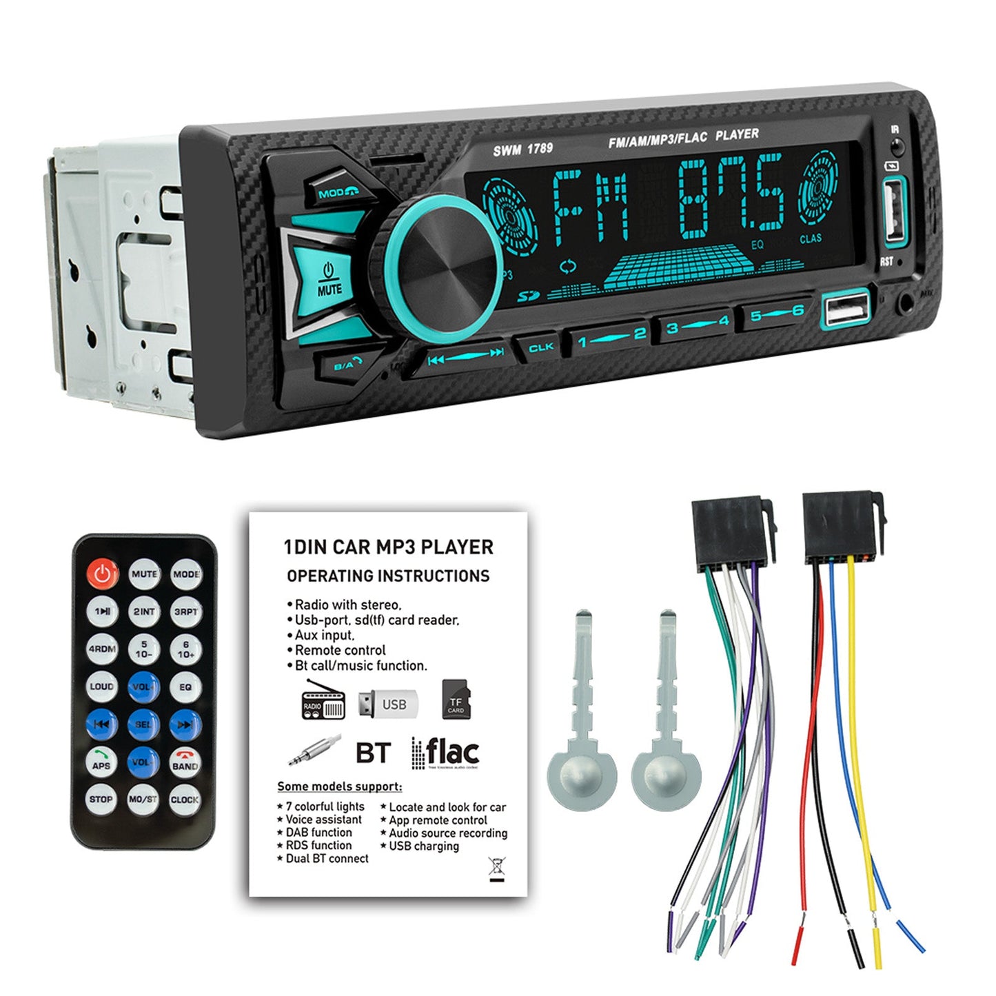 AI Voice Control Bluetooth Stereo Radio FM Car MP3 Player Card U Disk Car Radio