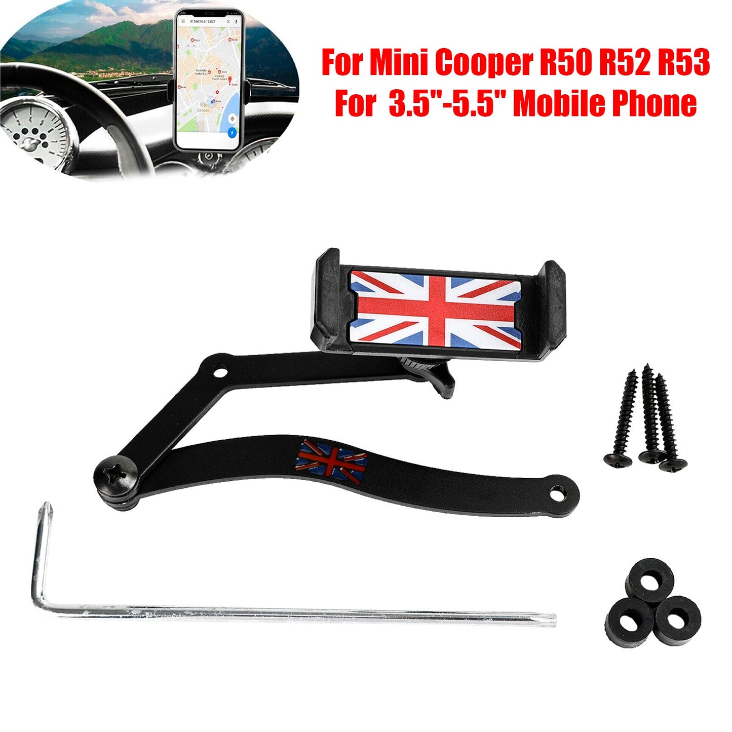 360°Rotation Car Mobile Phone Holder Mount for Mini Cooper R50 R52 R53 Red