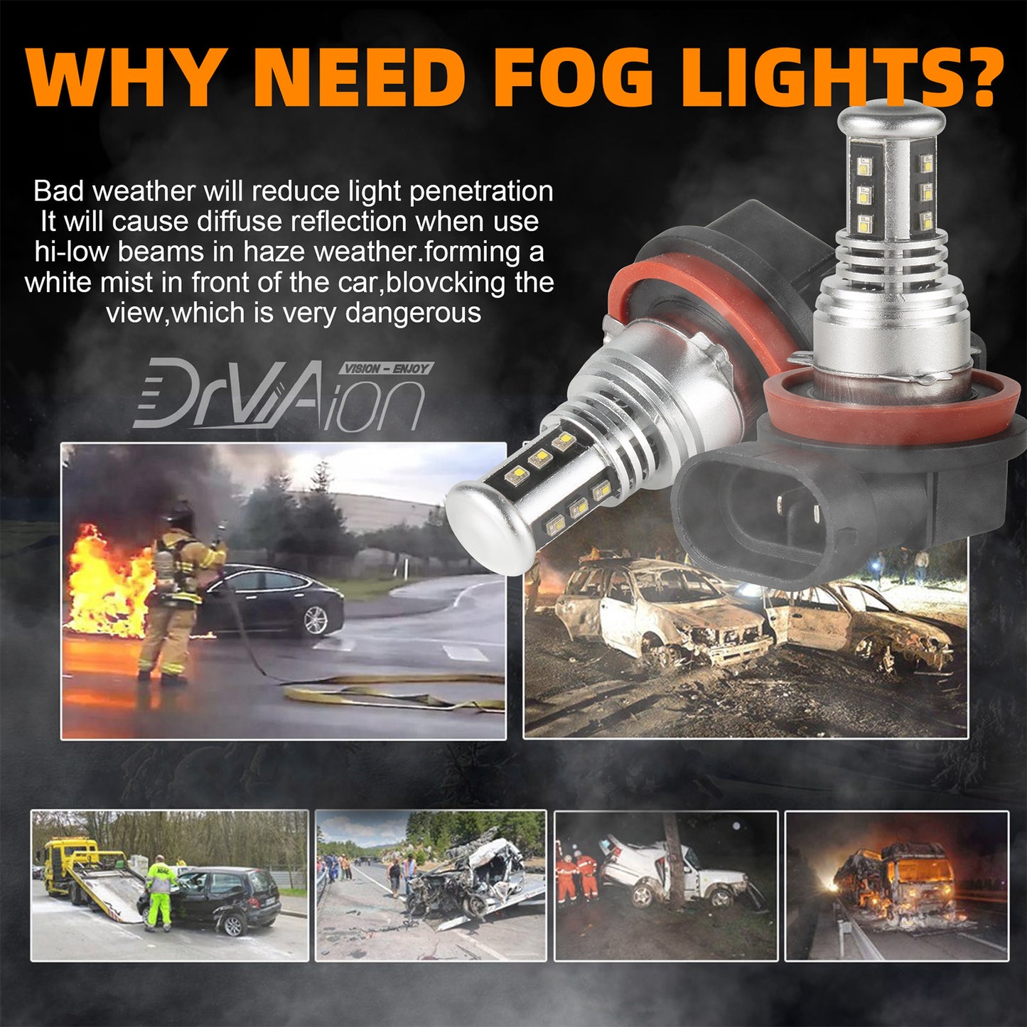LED Headlight 6000K 2000W 300000LM Low Beam bulbs High Power