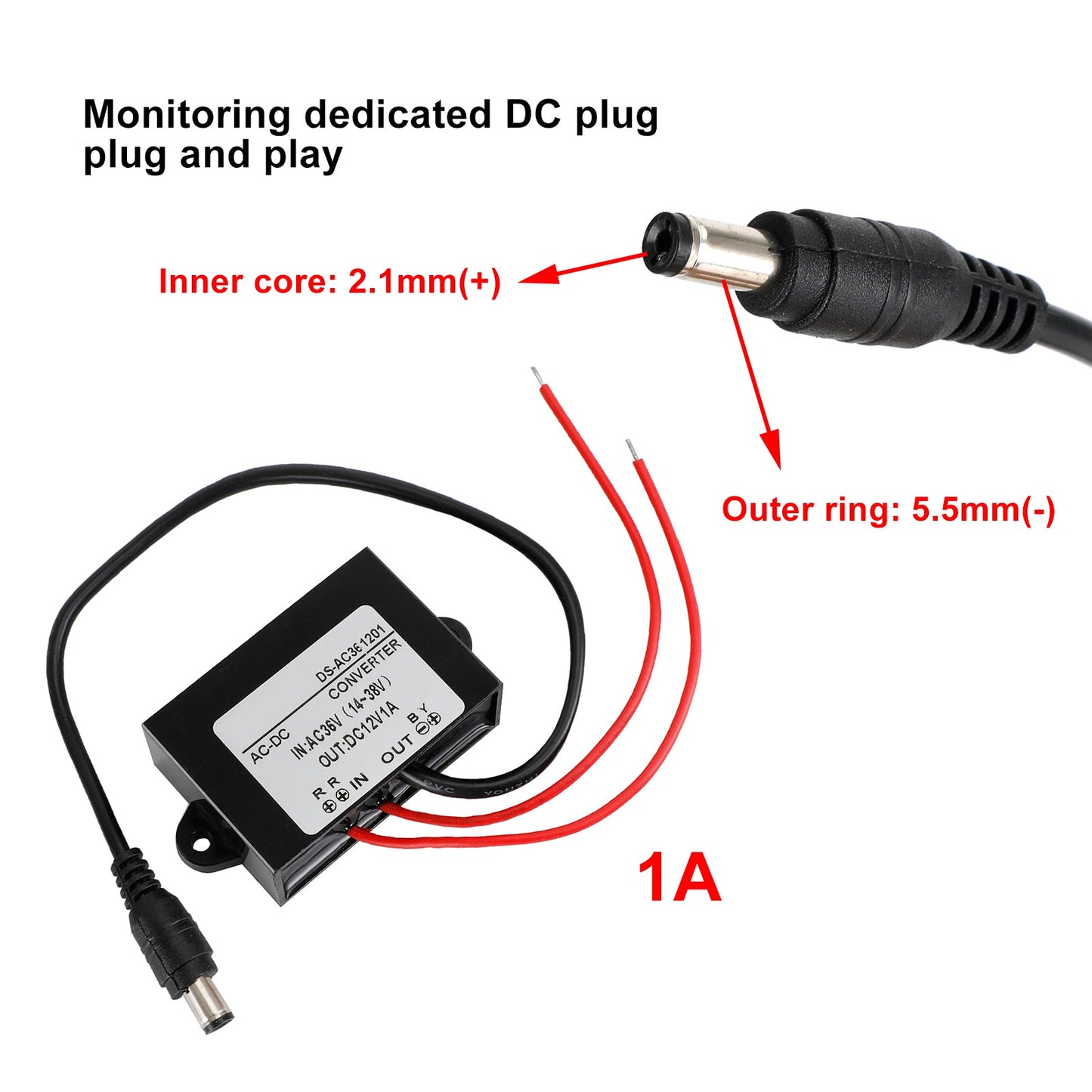 Waterproof AC-DC Converter AC 36V Step Down to DC12V Power Supply Module 1A