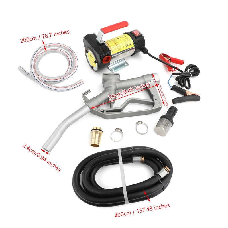 Electric Fuel Transfer Pump Diesel Kerosene Oil Commercial Auto 12V DC w/Nozzle