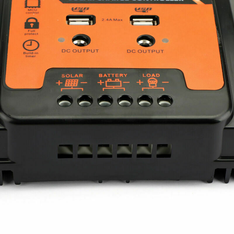30A Regulator 12V-24V Solar Panel Charger Controller Dual USB