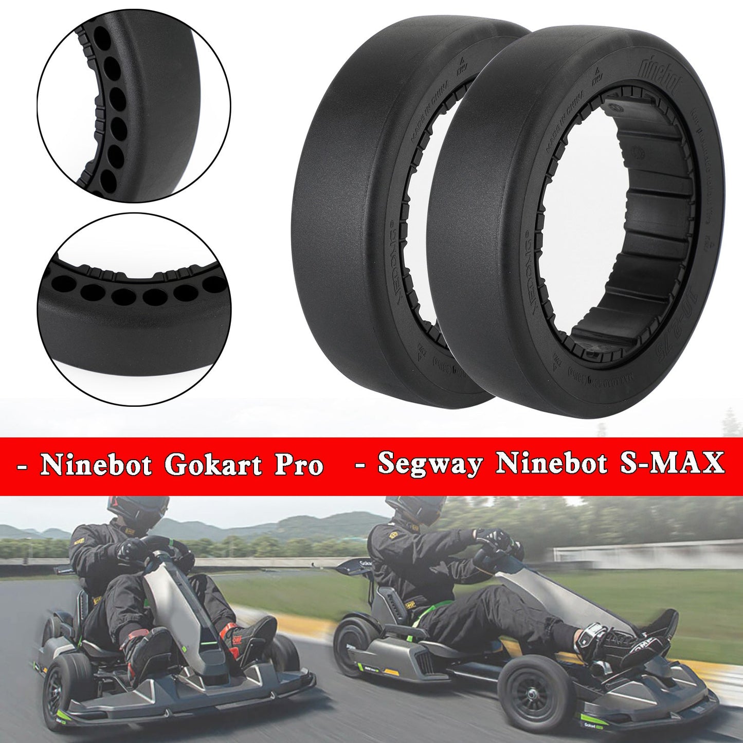 2PCS Drifting Rear Tire For Segway Ninebot Gokart Pro S MAX Replacement