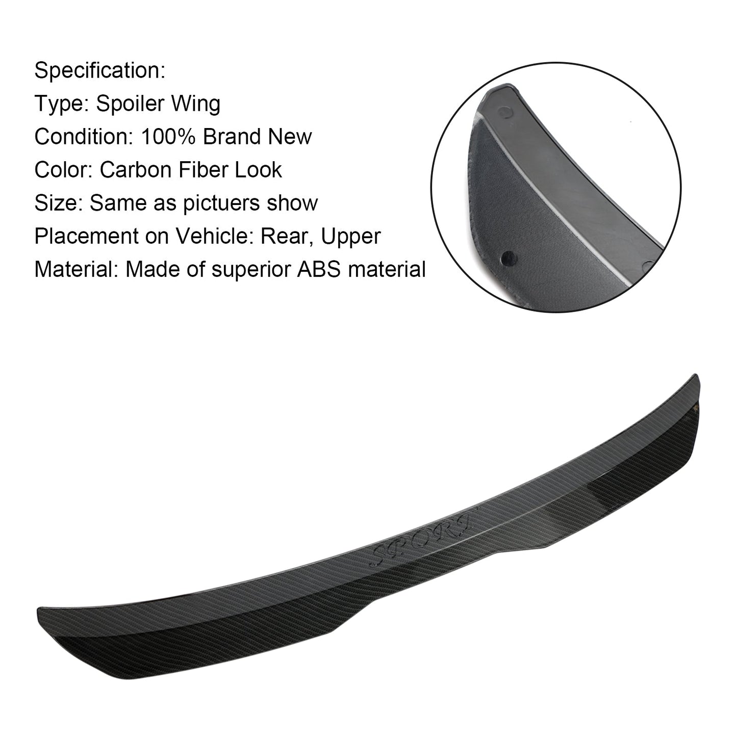 Carbon Fiber Look Car ABS Rear Spoiler Universal Modified Roof Extension Lip Fedex Express