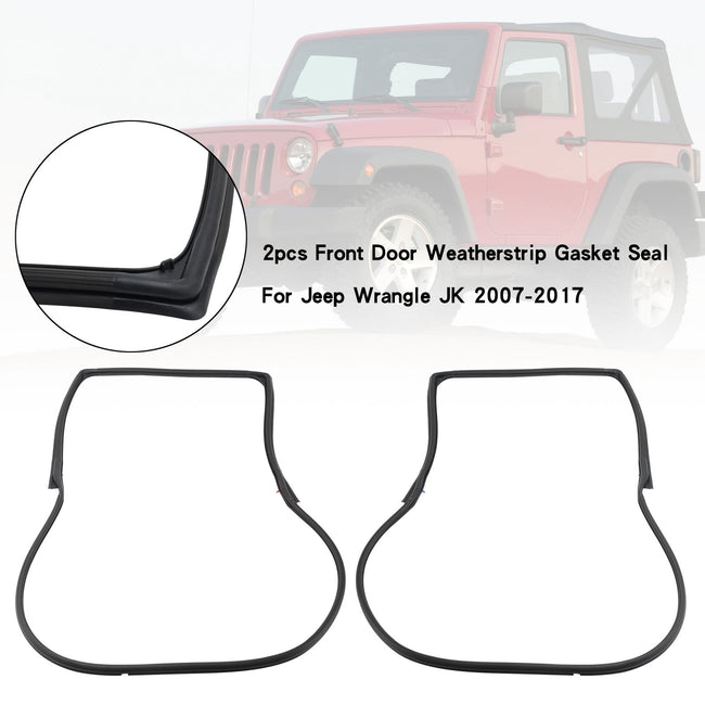 2007-2017 Jeep Wrangle JK 2pcs Front Door Weatherstrip Gasket Seal