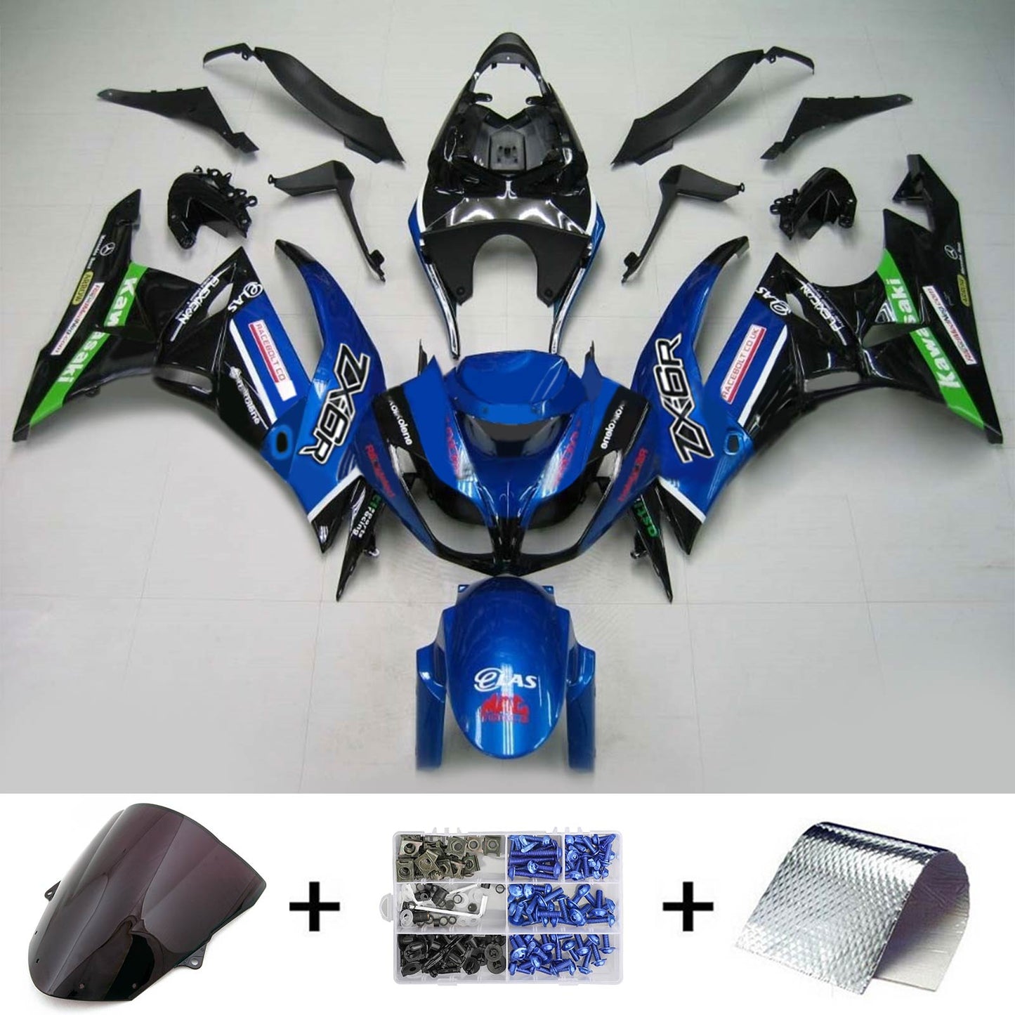 2009-2012 Kawasaki ZX6R 636 Amotopart Injection Fairing Kit Bodywork Plastic ABS #115