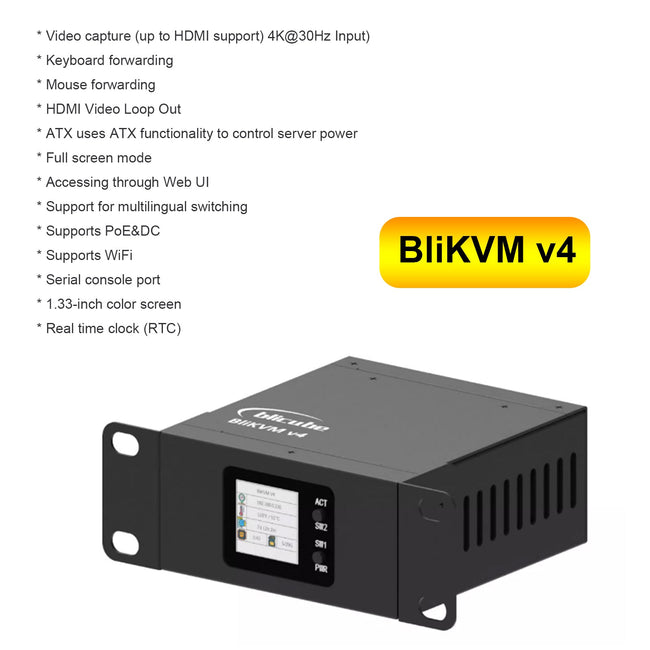 BliKVMv4 Allwinner KVM Over IP PoE HDMI Loop Out Process Control Operation IPKVM