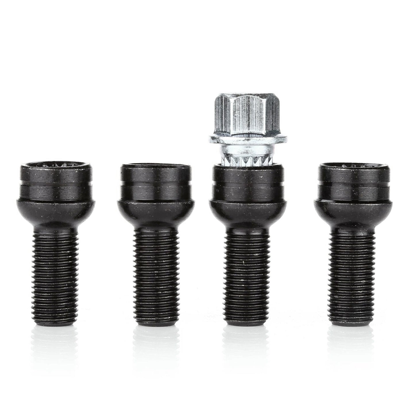 4+1 Set 17mm Black Wheel Bolt & Lock Lug Nut For VW Golf Beetle Passat Audi