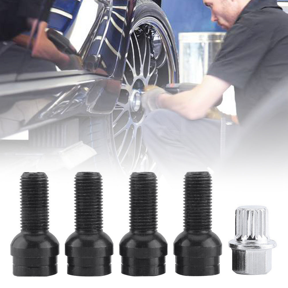 4+1 Set 17mm Black Wheel Bolt & Lock Lug Nut For VW Golf Beetle Passat Audi