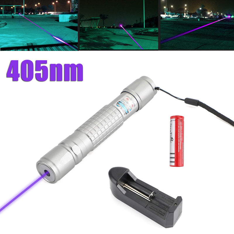 Tactical 405nm Green Purple 18650 Laser Pointer Pen Visible Beam Light Lazer