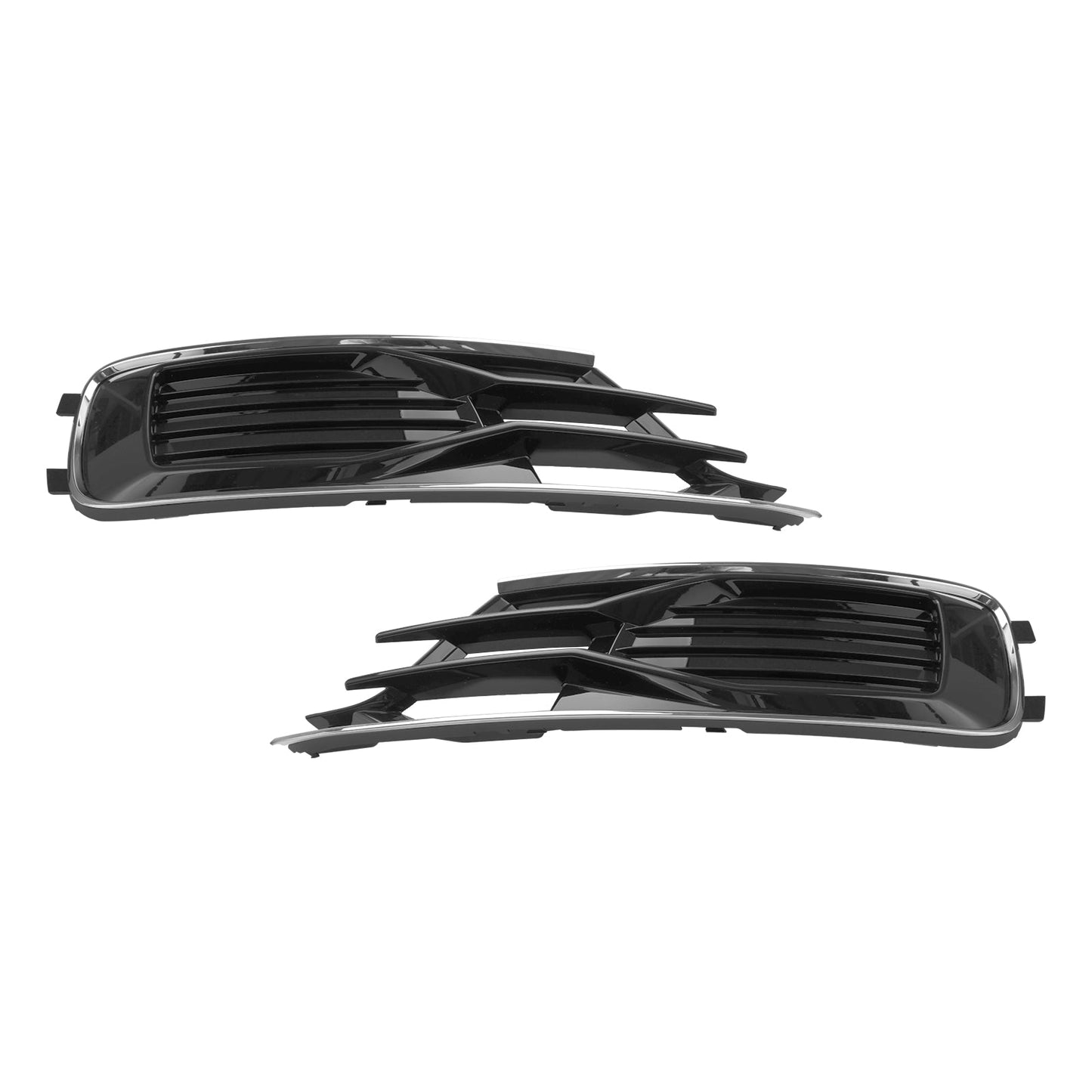 Audi A6 C7 2014-2018 2PCS Front Bumper Foglight Cover Grill Black Chrome