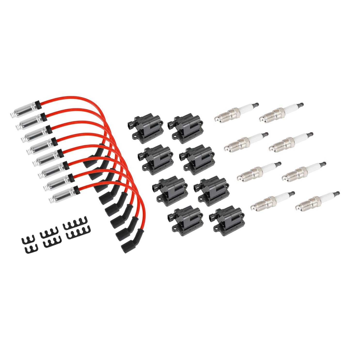 2001-2007 Mercruiser All Models GMC Sierra 3500 Chevrolet Silverado 3500 8 Pack Square Ignition Coil & Spark Plug Wire