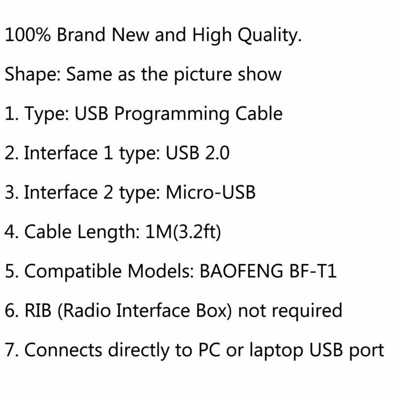 1PCS USB Programming Cable For BAOFENG BF-T1 Mini Walkie Talkie Mobile Radio