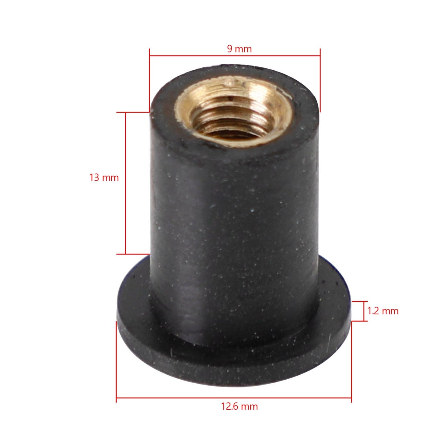 M5 Rubber Well Nuts Wellnuts for Fairing & Screen Fixing Pack of 20 - 10mm Hole