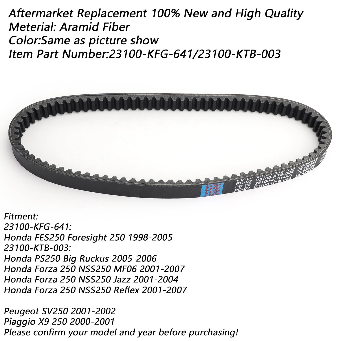 Premium Drive Belt For Honda FES250 Foresight 250 98-05 Forza 250 NSS250