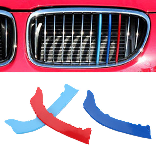 BMW 3 Series 2009-2012 Tri-Colour Front Grille Grill Cover Strips Clip Trim