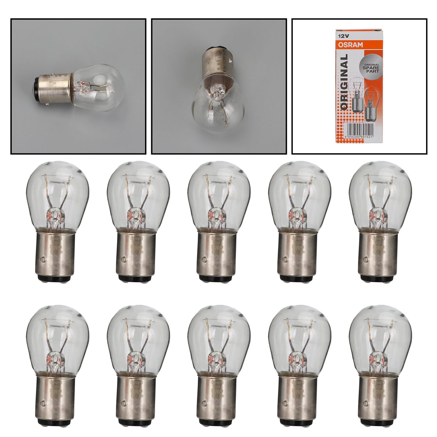 10x For OSRAM General Lighting Halogen Auxiliary Light P21/4W 12V BAZ15d