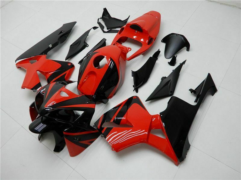 2005-2006 Honda CBR600RR Black Red Fairing Kit by Amotopart Fairings