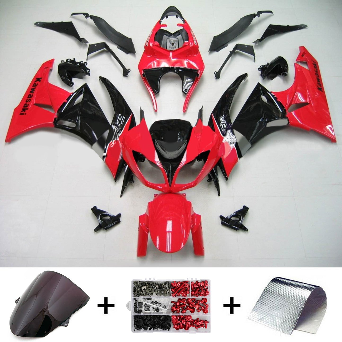 2009-2012 Kawasaki ZX6R 636 Amotopart Injection Fairing Kit Bodywork Plastic ABS #112