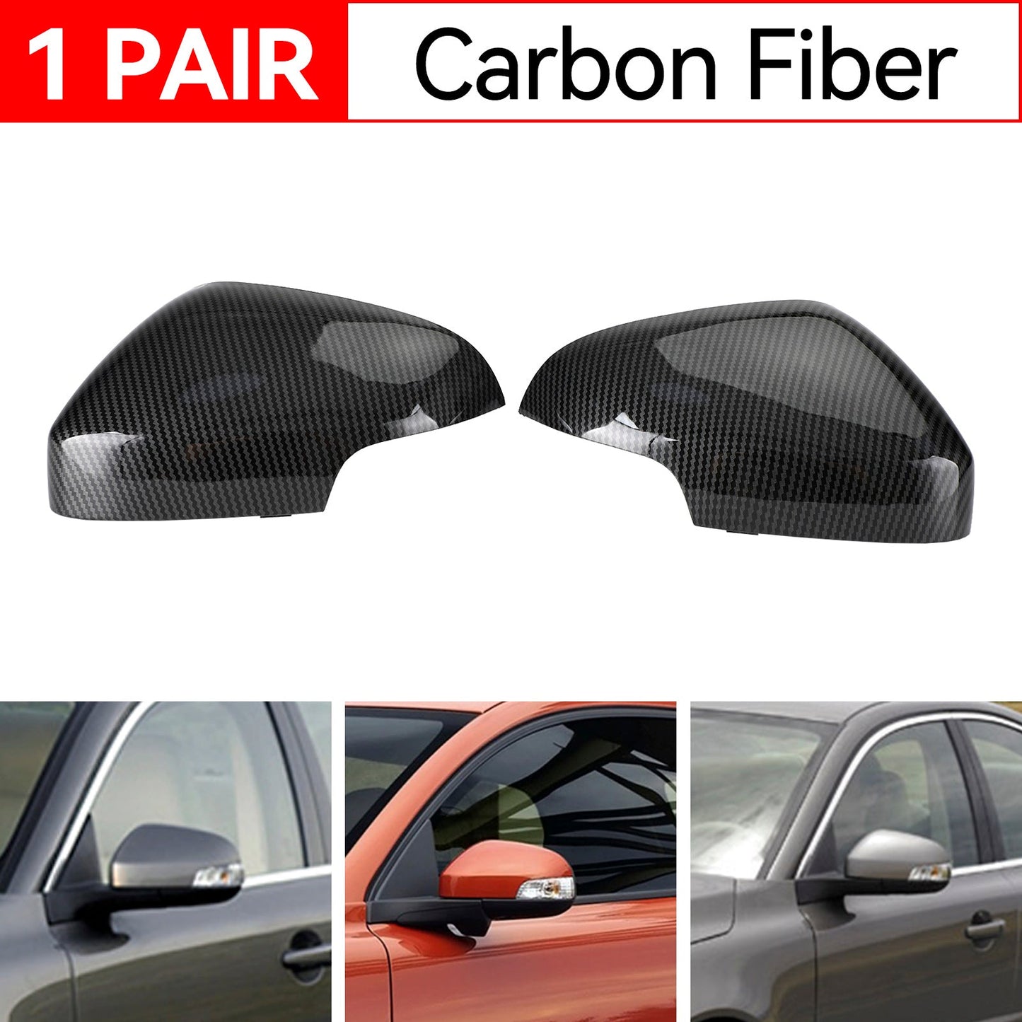 2010-2013 C30 C70 T5 Carbon Fiber Rearview Side Mirror Cover Cap 398505339 398505537