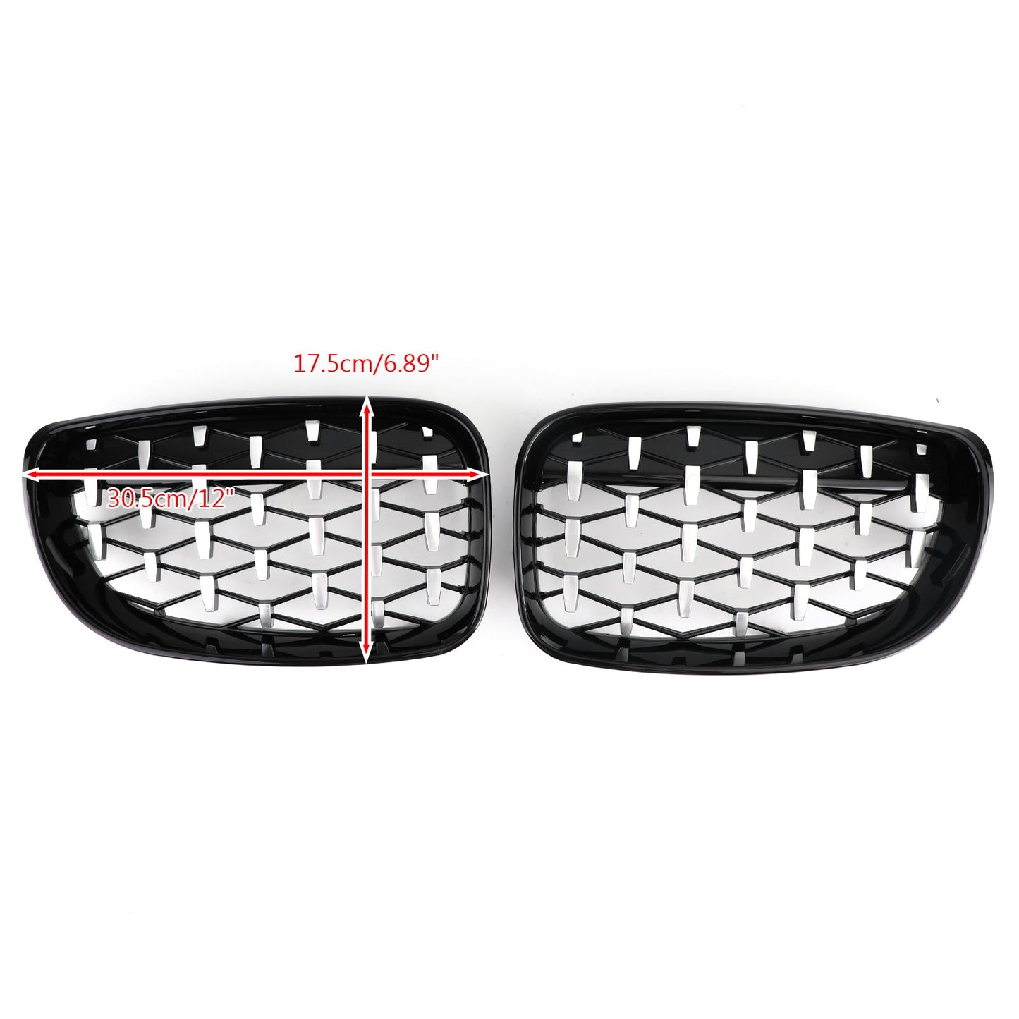 Front Grille Fit BMW 1 Series E81 E87 E82 E88 128i 135i 2008-2012 Black & Chrome