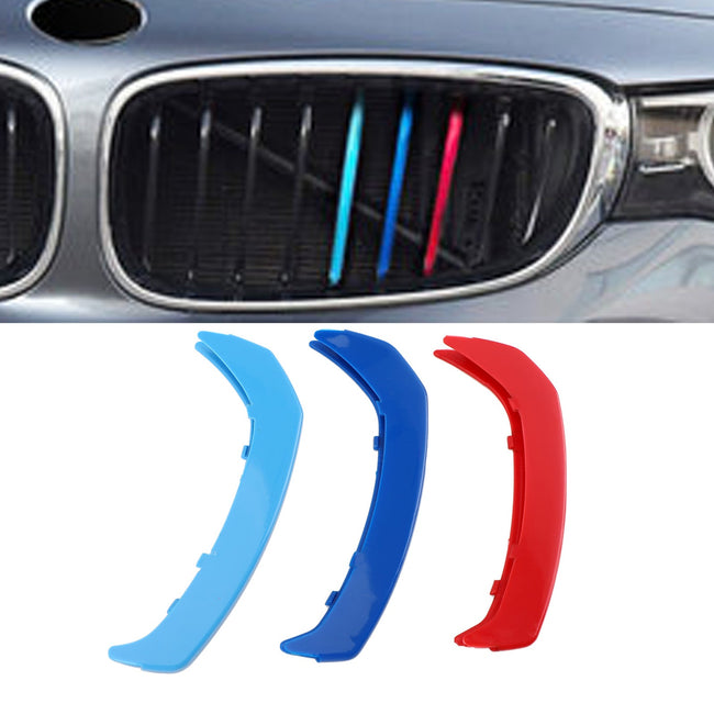 Tri-Colour Front Grille Grill Cover Strips Clip Trim for BMW GT3 9 Grilles