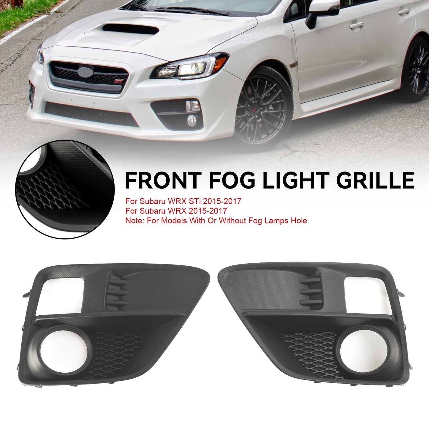 Subaru WRX & STi 2015-2017 2PCS Front Fog Light Cover Bezel Grille Grill