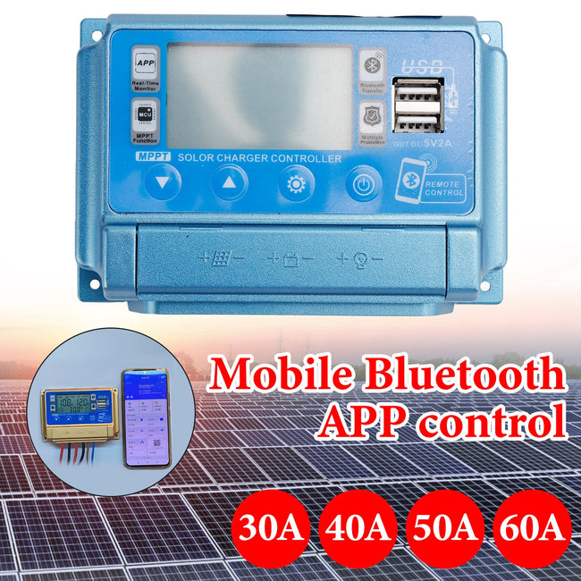 30A/40A/50A/60A MPPT Bluetooth APP Solar Charge Controller Charger 12V-60V Gold