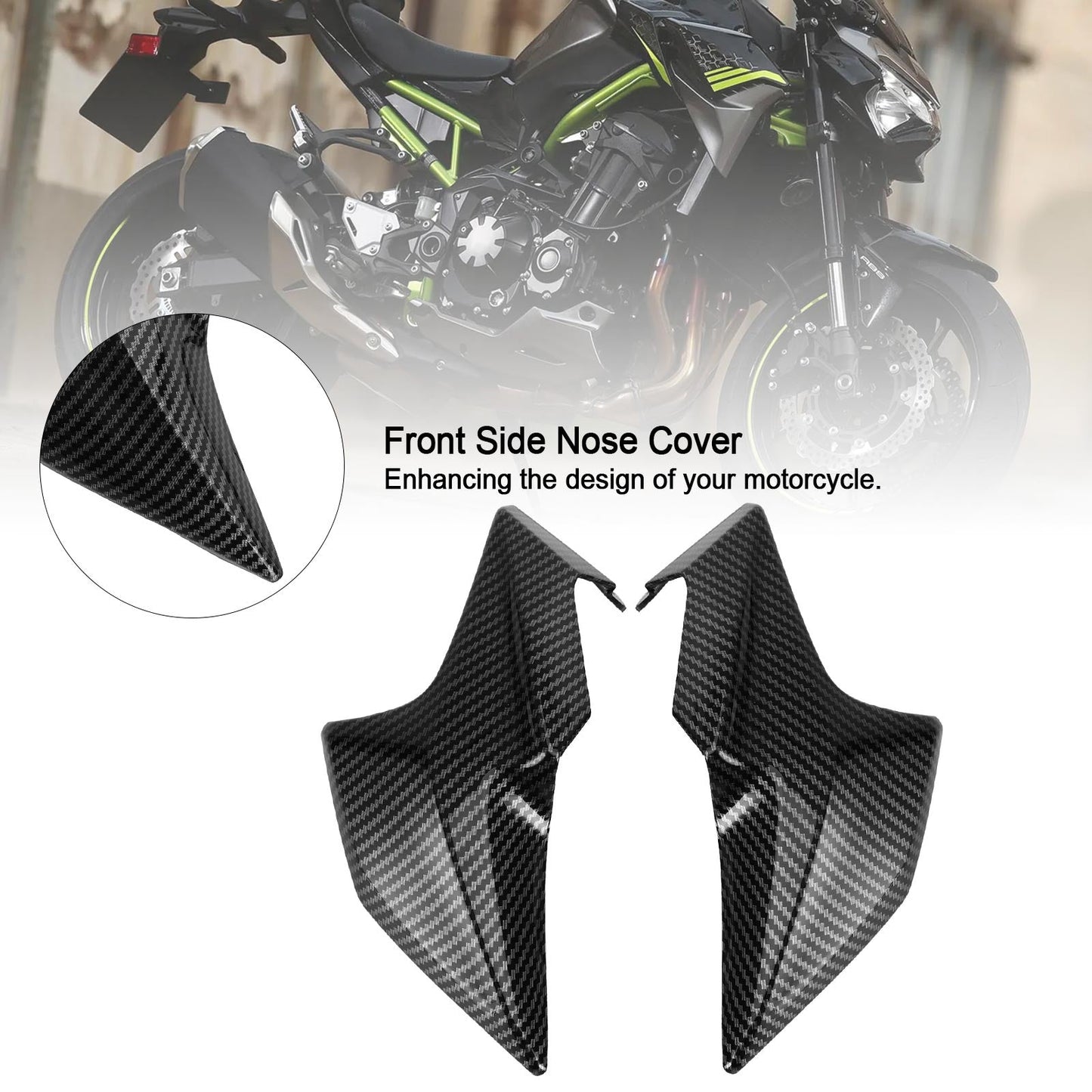 Carbon Front Side Nose Cover Headlight Panel Fairing for Kawasaki Z900 2020-2021